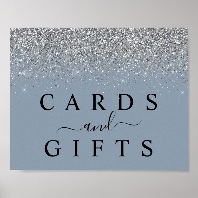 Poster Símbolo de Mesa Dusty Blue & Silver Cards & Gifts (Frente)