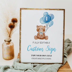 Poster Símbolo de Mesa Personalizado do Urso Azul Ontem