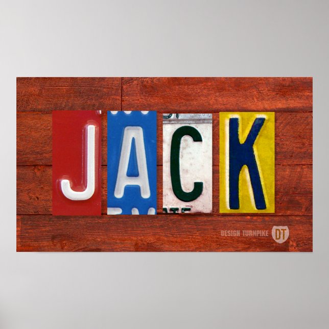 Póster Símbolo de nome de letra da placa de licença JACK  (Frente)
