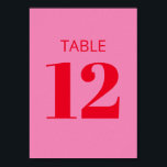 Poster Símbolo de Número de Tabela Moderna Vermelho Cor-d<br><div class="desc">Símbolo de Número da Tabela Mitzvah,  Rosa Brilhante e Vermelho Moderno Bat Mitpografia</div>