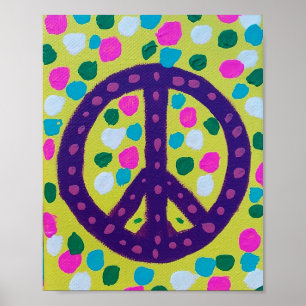 Poster Símbolo de Paz Colorido Arte Acrílica