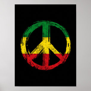 Poster Símbolo de paz com cores reggae