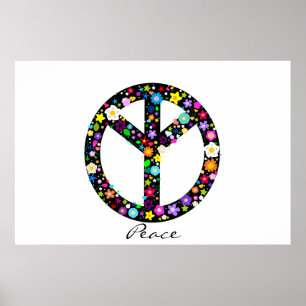 Poster Símbolo de paz floral invertido