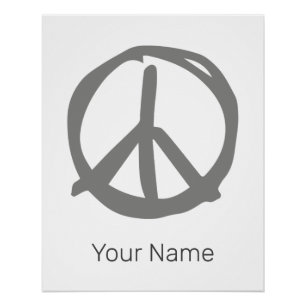 Póster Símbolo de Paz - Sinal de Vintage para Hippie Pací