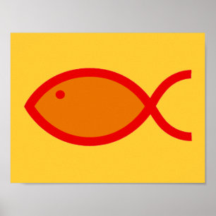 Póster Símbolo de Peixe Cristão - LOUD! Laranja e Verme