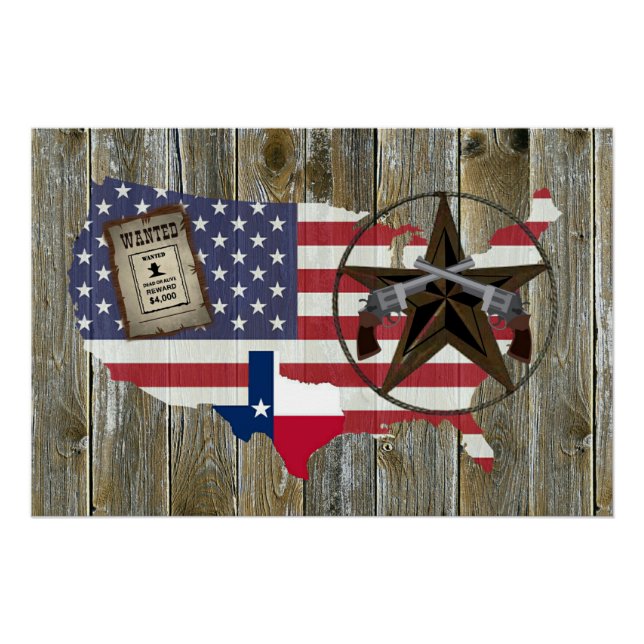 Póster Símbolo de pistola de dueling estrela do Texas mai (Frente)