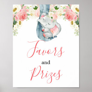 Poster Símbolo de prêmios de elefantes de menina rosa-r