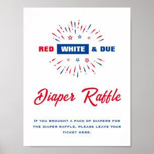 Poster Símbolo de Raffle de Fralda Vermelho e Chá de fral