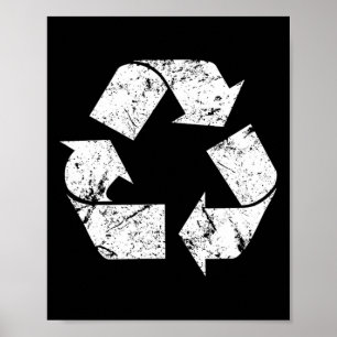 Poster Símbolo de Reciclar Branco do Dia da Terra Vintage