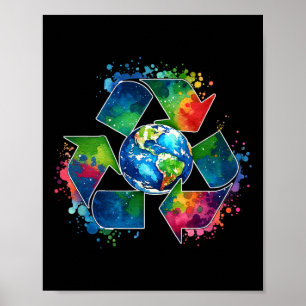 Poster Símbolo de reciclar com a Terra apoiando a Eve do