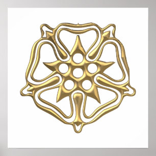 Poster Símbolo de Rosa "3D" do ouro