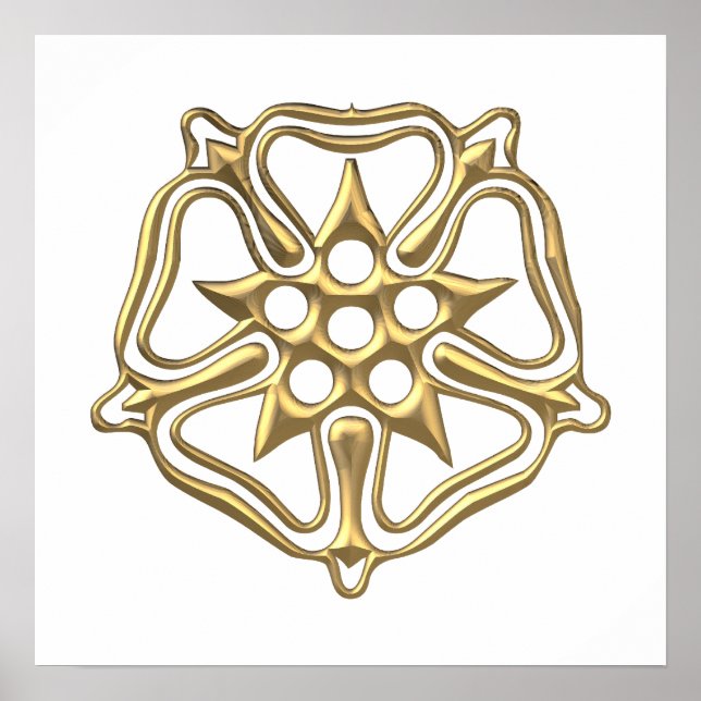 Poster Símbolo de Rosa "3D" do ouro (Frente)