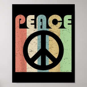 Poster Símbolo de Sinal de Paz Inspiração Cotação Retro V