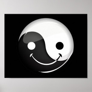 Póster Símbolo de sorriso redondo lustroso de Yin Yang