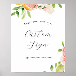 Poster Símbolo de Texto Personalizado de Citrus Rosa