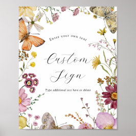 Poster Símbolo de Texto Personalizado de Flor Selvagem e