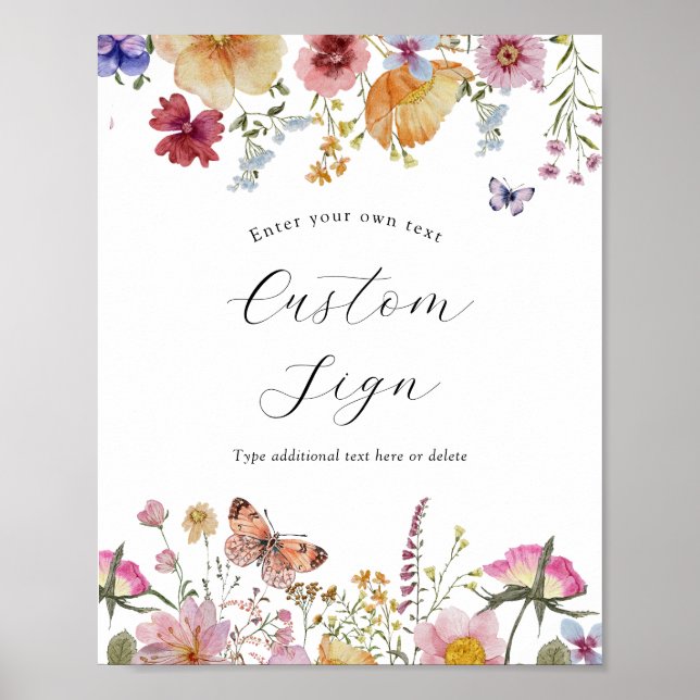 Poster Símbolo de Texto Personalizado de Flor Selvagem e  (Frente)