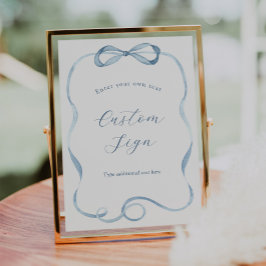 Poster Símbolo de Texto Personalizado do Arco Azul e Fita