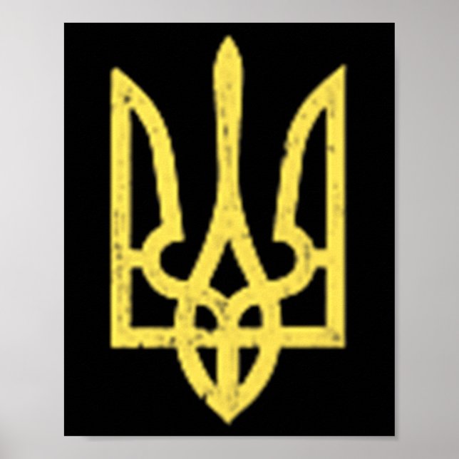 Poster Símbolo de Trident Ucraniano - Patriota de Suporte (Frente)