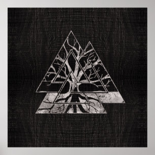 Poster Símbolo de Valknut e árvore de vida - Yggdrasil