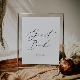 Poster Símbolo Delicate Black Calligraphy Guest Book