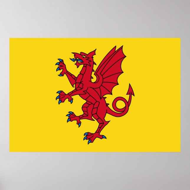 Poster Símbolo do dragão Somerset Flag England (Frente)