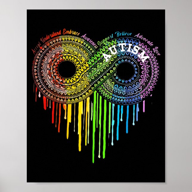 Poster Símbolo do Infinito Arco-íris do Autismo Conscient (Frente)