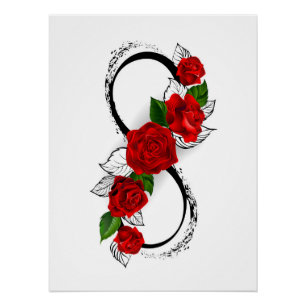 Póster Símbolo do Infinito com Rosas Vermelhas