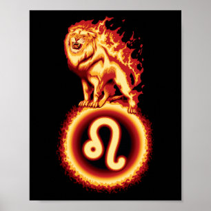 Poster Símbolo do Leão de Fogo - Símbolo Leo Zodiac