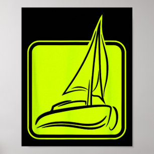Poster Símbolo do Logotipo da Vela Quadrada do Barco à Ve