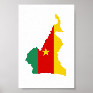 Póster símbolo do mapa de forma do mapa do país do camarõ