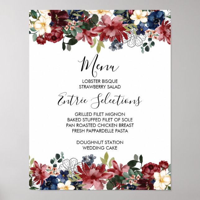 Poster Símbolo do Menu do Marinho Burgundy (Frente)