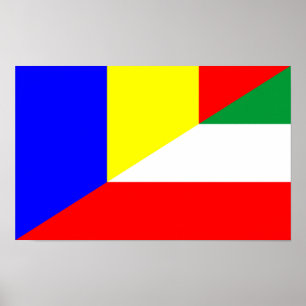 Póster símbolo do país com bandeira hungria da romênia