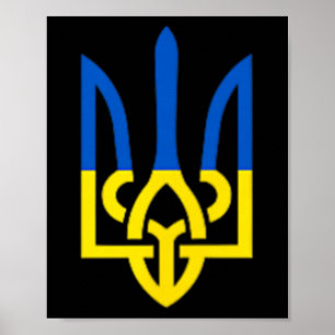 Poster Símbolo do Tridente Ucraniano - Apoio à Bandeira d