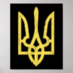 Poster Símbolo do Tridente Ucraniano - Suporte Patriot Uc