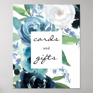 Poster Símbolo Dusty Blue Floral 2 Cartões e presentes Po