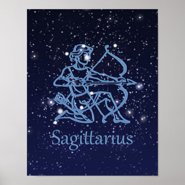 Póster Símbolo e constelação Zodiac Sagittarius (Frente)