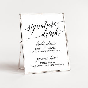 Poster Símbolo Elegante de Bebidas por Caligrafia Preta