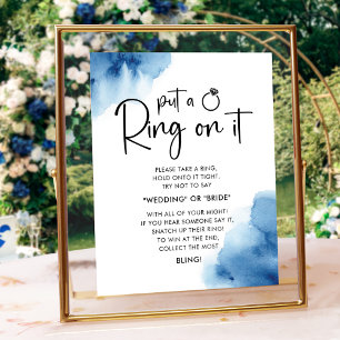 Poster Símbolo Elegante do Jogo Ring Chá de panela Azul