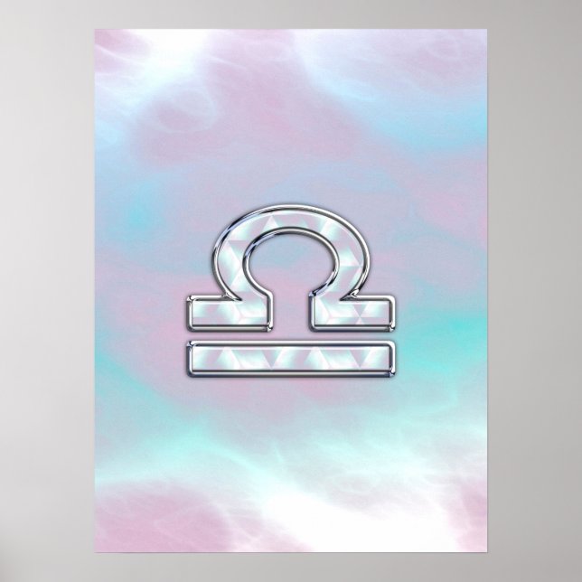 Póster Símbolo Elegante Libra Zodiac Mãe de Estilo Pérola (Frente)