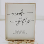 Poster Símbolo Elegante Moderno De Cartões Minimalistas E<br><div class="desc">Este é um sinal elegante de cartas e presentes com fonte serif e letra de caligrafia de troca. Edite todas as palavras, exceto as palavras "cartões" e "presentes" neste sinal de mesa minimalista. Todas as cores da fonte também são editáveis. // Para designs correspondentes, pesquise a OLÍVIA na cerimônia de...</div>
