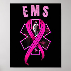 Poster Símbolo EMS para um Rosa de Consciência do Cancer