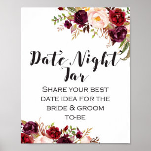 Poster Símbolo Floral Burgundy Boho - Sinal de Data e No