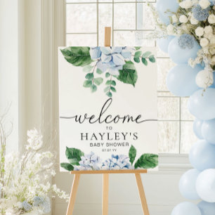 Poster Símbolo Floral de Boas-Vindas Azul Hydrangea Poste