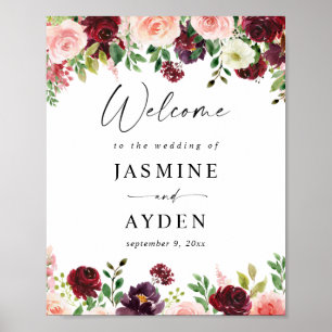 Poster Símbolo Floral de Bourgundy e Blush Pink 4