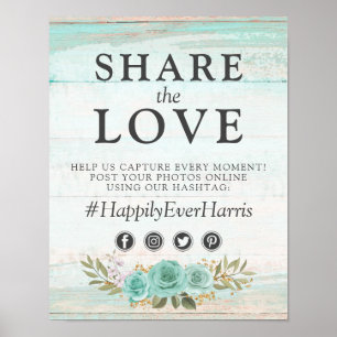 Poster Símbolo Fotográfico de Casamento Floral Rustic T