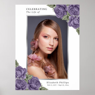 Poster Símbolo Funeral Fotográfico de Prata Roxo
