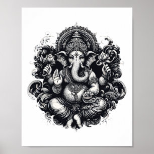 Poster Símbolo Ganesh Yoga Hindu Elefante Deus Ganesha Pu