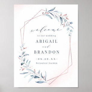 Poster Símbolo Geométrico rosa Dourado Blue Greenery