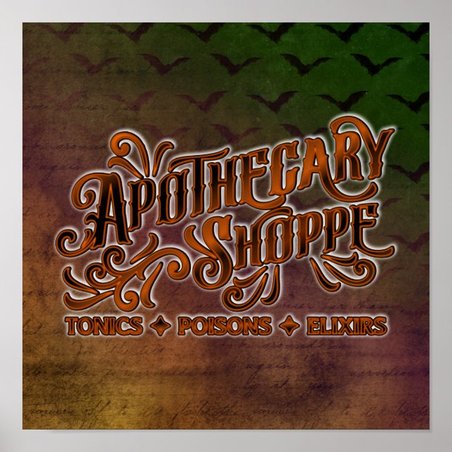Poster Símbolo Gótico do Dia das Bruxas do Apoteário Shop (Frente)
